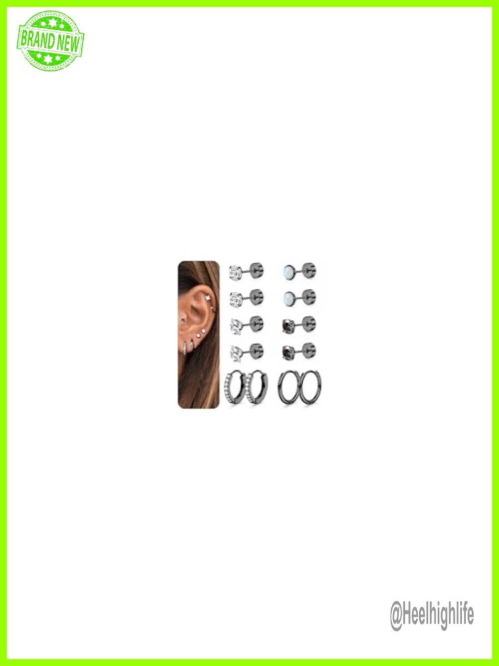 Surgical Steel Hypoallergenic Flat Back Earring Sets Cartilage Studs 20G